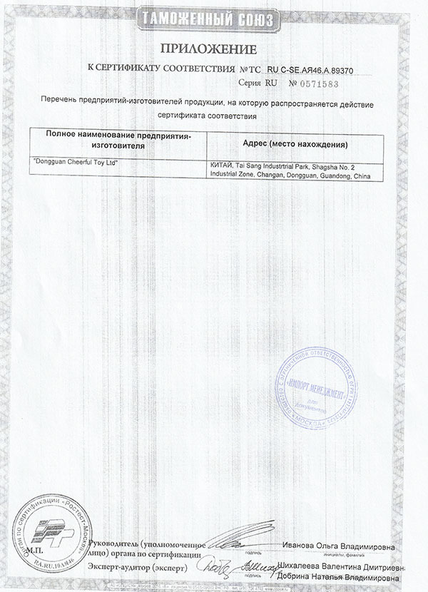 Сертификаты БРИО ser-08 