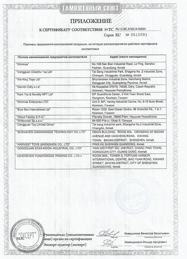 Сертификаты БРИО ser-13 