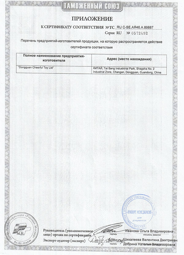 Сертификаты БРИО ser-22 