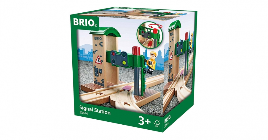 BRIO Деревянная ж/д Сигнальная станция со стрелкой и светофором 33674