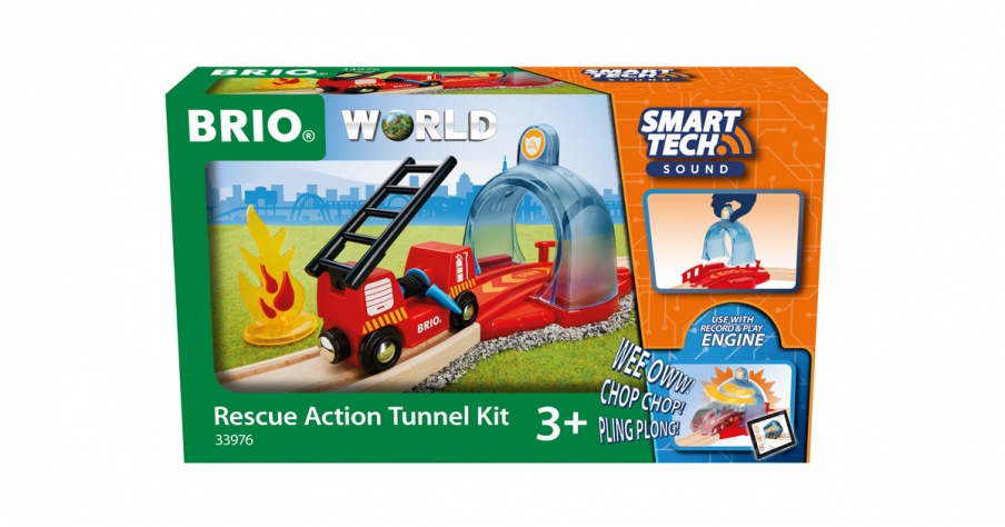 Brio Smart Tech Sound набор с тоннелем и пожарным вагоном 33976